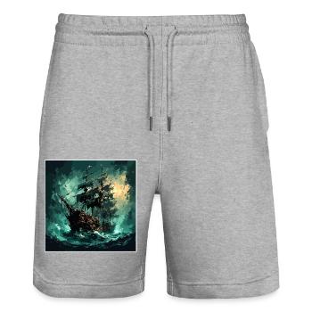 Schiff / Boot / Anker / Meer / Ocean / Kapitän - Stanley/Stella Unisex Bio Joggingshorts Trainer  - Grau meliert - Vorne - Nik (191cm) & Marisol (170cm)
