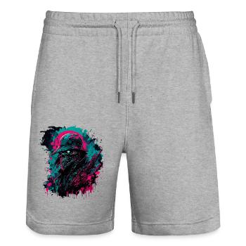 Pirat / Ahoi / Anker / Kapitän / Totenkopf / Rum - Stanley/Stella Unisex Bio Joggingshorts Trainer  - Grau meliert - Vorne - Nik (191cm) & Marisol (170cm)