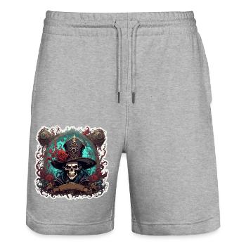 Pirat / Ahoi / Anker / Kapitän / Totenkopf / Rum - Stanley/Stella Unisex Bio Joggingshorts Trainer  - Grau meliert - Vorne - Nik (191cm) & Marisol (170cm)