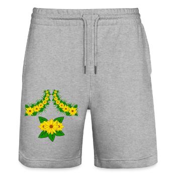 Sunflower Flower Vine Blossom Floral Pattern Yellow - Stanley/Stella Trainer Unisex Organic Jogging Shorts - heather grey - Front - Nik (191cm) & Marisol (170cm)