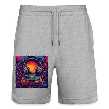 Kopfhörer / Audio / Musik / Klang / cool - Stanley/Stella Unisex Bio Joggingshorts Trainer  - Grau meliert - Vorne - Nik (191cm) & Marisol (170cm)