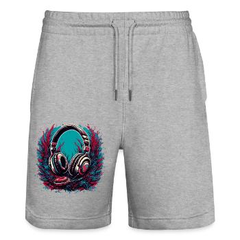 Headphones / Audio / Music / Sound / Cool - Stanley/Stella Trainer Unisex Organic Jogging Shorts - heather grey - Front - Nik (191cm) & Marisol (170cm)