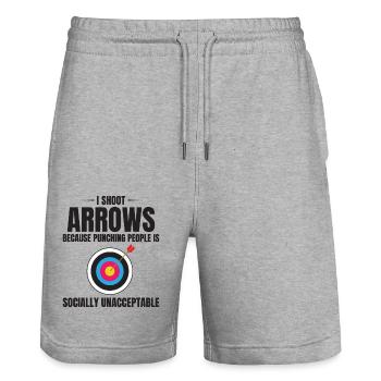Bogenschießen Ziele Bogenschütze Bullseye Schießsport - Stanley/Stella Unisex Bio Joggingshorts Trainer  - Grau meliert - Vorne - Nik (191cm) & Marisol (170cm)