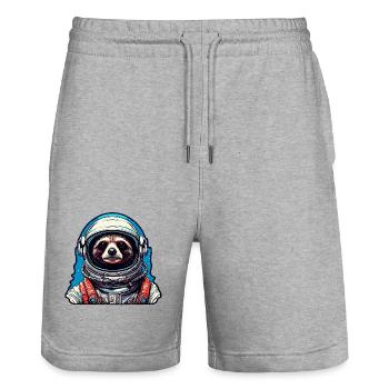 Astronaut / Weltall / Tier / Waschbär / Raumschiff - Stanley/Stella Unisex Bio Joggingshorts Trainer  - Grau meliert - Vorne - Nik (191cm) & Marisol (170cm)