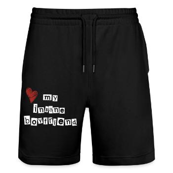 Love my insane boyfriend - Stanley/Stella Trainer Unisex Organic Jogging Shorts - black - Front - Nik (191cm) & Marisol (170cm)