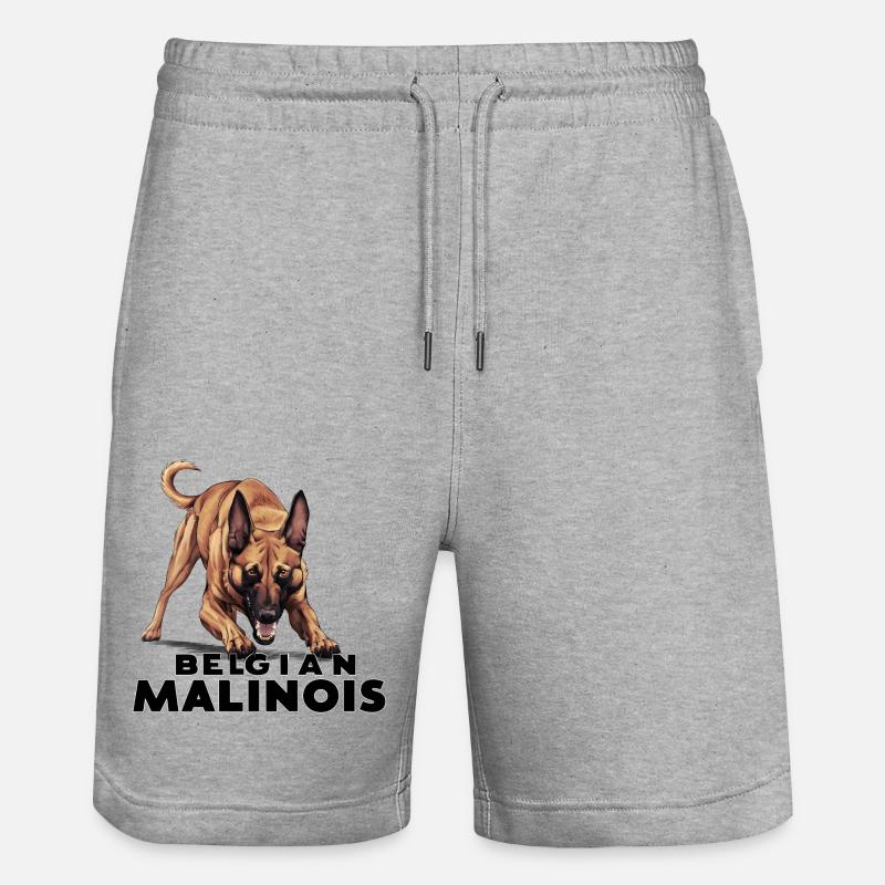 Belgian Malinois - Stanley/Stella Trainer Unisex Organic Jogging Shorts - heather grey
