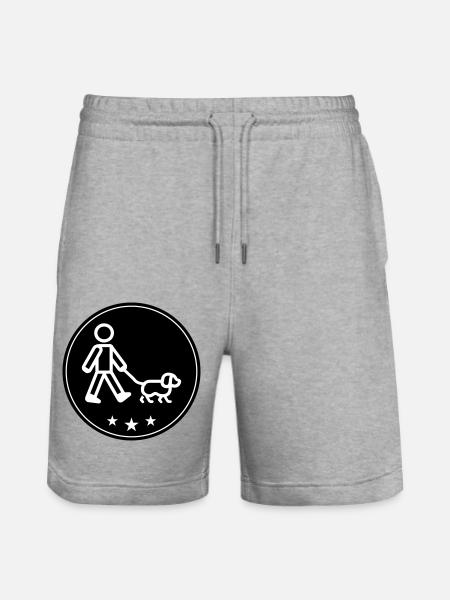 Dog walking dog - Stanley/Stella Trainer Unisex Organic Jogging Shorts - heather grey
