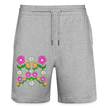 Flower meadow flower tendril colorful floral pattern flower - Stanley/Stella Trainer Unisex Organic Jogging Shorts - heather grey - Front - Nik (191cm) & Marisol (170cm)