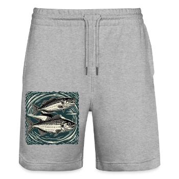 Fisch / Tier / Aquarium / Wasser / Teich / See - Stanley/Stella Unisex Bio Joggingshorts Trainer  - Grau meliert - Vorne - Nik (191cm) & Marisol (170cm)