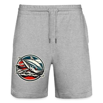 Fisch / Tier / Aquarium / Wasser / Teich / See - Stanley/Stella Unisex Bio Joggingshorts Trainer  - Grau meliert - Vorne - Nik (191cm) & Marisol (170cm)