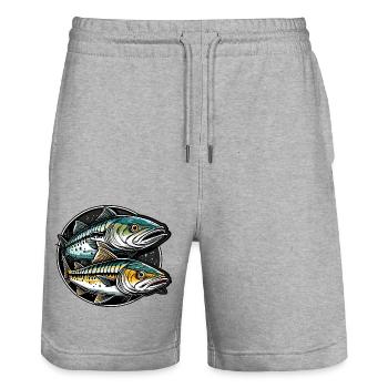 Fisch / Tier / Aquarium / Wasser / Teich / See - Stanley/Stella Unisex Bio Joggingshorts Trainer  - Grau meliert - Vorne - Nik (191cm) & Marisol (170cm)