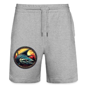 Fisch / Tier / Aquarium / Wasser / Teich / See - Stanley/Stella Unisex Bio Joggingshorts Trainer  - Grau meliert - Vorne - Nik (191cm) & Marisol (170cm)