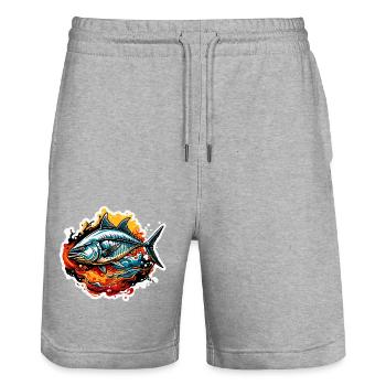 Fisch / Tier / Aquarium / Wasser / Teich / See - Stanley/Stella Unisex Bio Joggingshorts Trainer  - Grau meliert - Vorne - Nik (191cm) & Marisol (170cm)