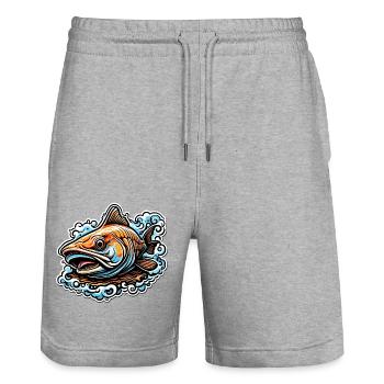 Fisch / Tier / Aquarium / Wasser / Teich / See - Stanley/Stella Unisex Bio Joggingshorts Trainer  - Grau meliert - Vorne - Nik (191cm) & Marisol (170cm)