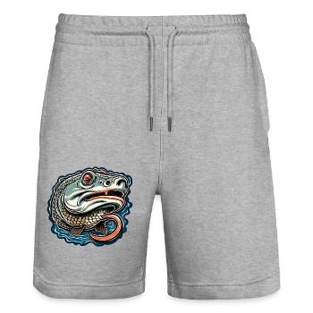 Fisch / Tier / Aquarium / Wasser / Teich / See - Stanley/Stella Unisex Bio Joggingshorts Trainer  - Grau meliert - Vorne - Nik (191cm) & Marisol (170cm)