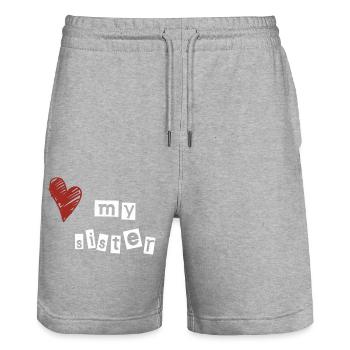 Love my sister - Stanley/Stella Unisex Bio Joggingshorts Trainer  - Grau meliert - Vorne - Nik (191cm) & Marisol (170cm)