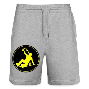 Drinking Beer Silhouette - Stanley/Stella Trainer Unisex Organic Jogging Shorts - heather grey - Front - Nik (191cm) & Marisol (170cm)