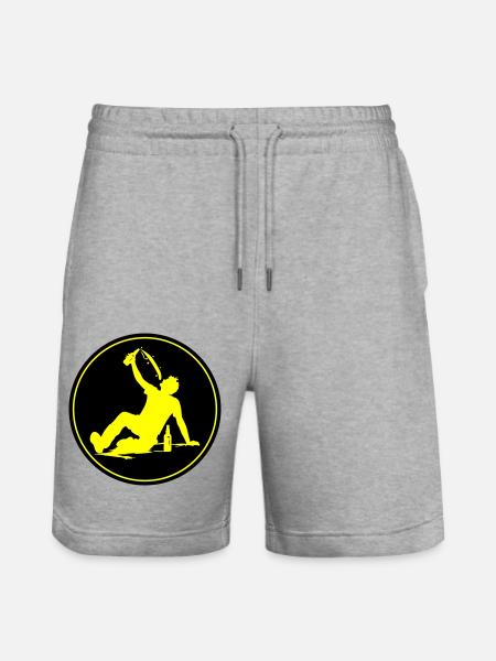 Drinking Beer Silhouette - Stanley/Stella Trainer Unisex Organic Jogging Shorts - heather grey