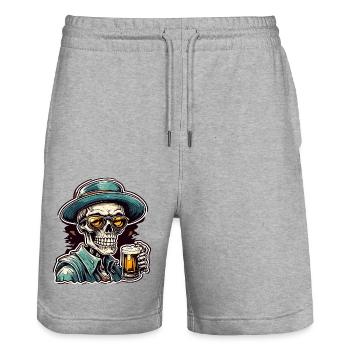 Skull / Totenkopf / Skelett / Gothic / Bier - Stanley/Stella Unisex Bio Joggingshorts Trainer  - Grau meliert - Vorne - Nik (191cm) & Marisol (170cm)