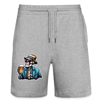Skull / Totenkopf / Skelett / Gothic / Tattoo - Stanley/Stella Unisex Bio Joggingshorts Trainer  - Grau meliert - Vorne - Nik (191cm) & Marisol (170cm)
