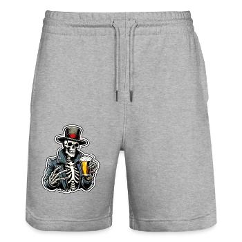 Crâne / Crâne / Squelette / Gothique / Tatouage - Short de jogging bio TRAINER Stanley/Stella unisexe - gris chiné - Devant - Nik (191cm) & Marisol (170cm)