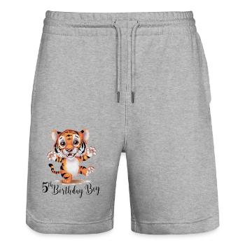 Cute Tiger 5th Birthday Gift Cute Animals - Stanley/Stella Trainer Unisex Organic Jogging Shorts - heather grey - Front - Nik (191cm) & Marisol (170cm)