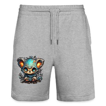 Astronaut / Weltall / Tier / Bär / Raumschiff - Stanley/Stella Unisex Bio Joggingshorts Trainer  - Grau meliert - Vorne - Nik (191cm) & Marisol (170cm)