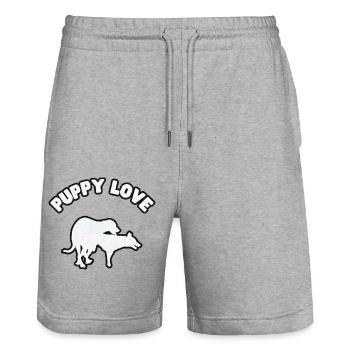 Puppy Love White Grunge - Stanley/Stella Trainer Unisex Organic Jogging Shorts - heather grey - Front - Nik (191cm) & Marisol (170cm)
