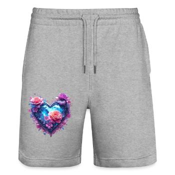 Heart / Mother's Day / Love / Holidays / Love - Stanley/Stella Trainer Unisex Organic Jogging Shorts - heather grey - Front - Nik (191cm) & Marisol (170cm)