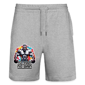 Bodybuilder / Sport / Fitness / Gym / Muskeln - Stanley/Stella Unisex Bio Joggingshorts Trainer  - Grau meliert - Vorne - Nik (191cm) & Marisol (170cm)