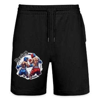 Boxer / Sports / Fight / Arena / Boxing Ring / Fists - Stanley/Stella Trainer Unisex Organic Jogging Shorts - black - Front - Nik (191cm) & Marisol (170cm)