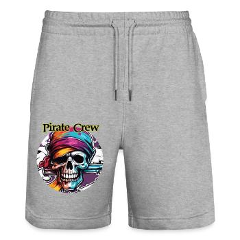 Pirat / Ahoi / Anker / Kapitän / Totenkopf / Rum - Stanley/Stella Unisex Bio Joggingshorts Trainer  - Grau meliert - Vorne - Nik (191cm) & Marisol (170cm)