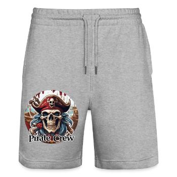 Piratin / Ahoi / Anker / Kapitän / Totenkopf / Rum - Stanley/Stella Unisex Bio Joggingshorts Trainer  - Grau meliert - Vorne - Nik (191cm) & Marisol (170cm)
