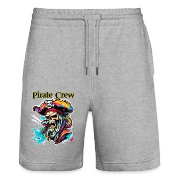 Pirat / Ahoi / Anker / Kapitän / Totenkopf / Rum - Stanley/Stella Unisex Bio Joggingshorts Trainer  - Grau meliert - Vorne - Nik (191cm) & Marisol (170cm)