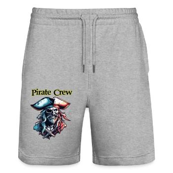 Pirat / Ahoi / Anker / Kapitän / Totenkopf / Rum - Stanley/Stella Unisex Bio Joggingshorts Trainer  - Grau meliert - Vorne - Nik (191cm) & Marisol (170cm)