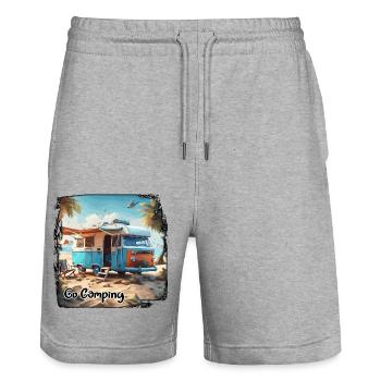 Camping-car / Camping-car / camping / Roadtrip / Voyage - Short de jogging bio TRAINER Stanley/Stella unisexe - gris chiné - Devant - Nik (191cm) & Marisol (170cm)