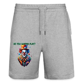 Clown / Zirkus / Fasching / Karneval / verspielt - Stanley/Stella Unisex Bio Joggingshorts Trainer  - Grau meliert - Vorne - Nik (191cm) & Marisol (170cm)