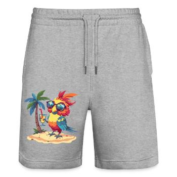 Papagai Sommer Strand Urlaub - Stanley/Stella Unisex Bio Joggingshorts Trainer  - Grau meliert - Vorne - Nik (191cm) & Marisol (170cm)