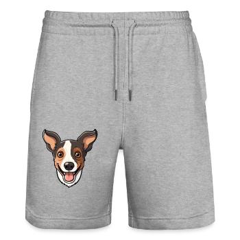 Rattenterrier Hunderasse Aquarell Karikatur Kawaii Cl - Stanley/Stella Unisex Bio Joggingshorts Trainer  - Grau meliert - Vorne - Nik (191cm) & Marisol (170cm)