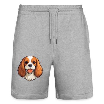 Cavalier King Charles Spaniel Dog Breed Watercolor - Stanley/Stella Trainer Unisex Organic Jogging Shorts - heather grey - Front - Nik (191cm) & Marisol (170cm)