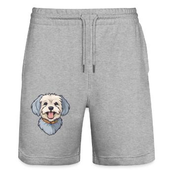 Dandie Dinmont Terrier Dog Breed Watercolor Cartoo - Stanley/Stella Trainer Unisex Organic Jogging Shorts - heather grey - Front - Nik (191cm) & Marisol (170cm)