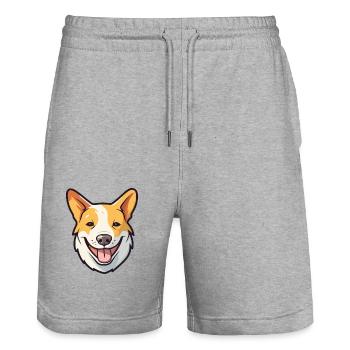 Canaan chien race aquarelle dessin animé Kawaii Clipart - Short de jogging bio TRAINER Stanley/Stella unisexe - gris chiné - Devant - Nik (191cm) & Marisol (170cm)