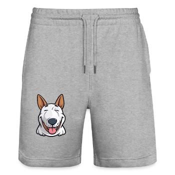 Bull Terrier chien race aquarelle dessin animé Kawaii C - Short de jogging bio TRAINER Stanley/Stella unisexe - gris chiné - Devant - Nik (191cm) & Marisol (170cm)