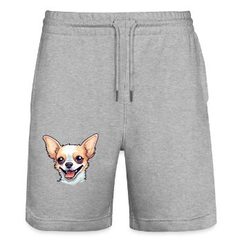 Chihuahua Dog Breed Watercolor Cartoon Kawaii Clip - Stanley/Stella Trainer Unisex Organic Jogging Shorts - heather grey - Front - Nik (191cm) & Marisol (170cm)