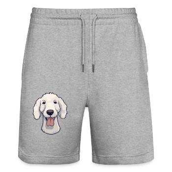 Bedlington Terrier Dog Breed Watercolor Cartoon Ka - Stanley/Stella Trainer Unisex Organic Jogging Shorts - heather grey - Front - Nik (191cm) & Marisol (170cm)