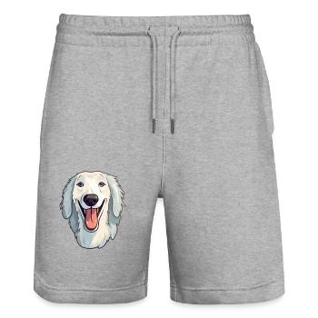 Borzoi Dog Breed Watercolor Cartoon Kawaii Clipart - Stanley/Stella Trainer Unisex Organic Jogging Shorts - heather grey - Front - Nik (191cm) & Marisol (170cm)