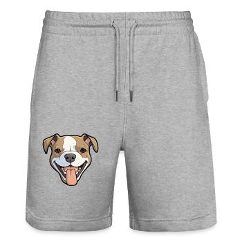 Staffordshire Bullterrier Hunderasse Aquarell ca - Stanley/Stella Unisex Bio Joggingshorts Trainer  - Grau meliert - Vorne - Nik (191cm) & Marisol (170cm)