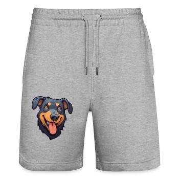 Beauceron Hunderasse Aquarell Cartoon Kawaii Clip - Stanley/Stella Unisex Bio Joggingshorts Trainer  - Grau meliert - Vorne - Nik (191cm) & Marisol (170cm)