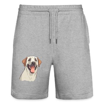 Anatolian Shepherd Dog Breed Watercolor Cartoon Ka - Stanley/Stella Trainer Unisex Organic Jogging Shorts - heather grey - Front - Nik (191cm) & Marisol (170cm)