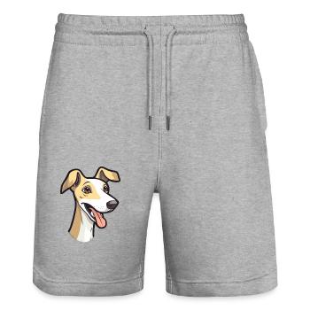 Whippet Hund Rasse Aquarell Karikatur Kawaii Clipar - Stanley/Stella Unisex Bio Joggingshorts Trainer  - Grau meliert - Vorne - Nik (191cm) & Marisol (170cm)